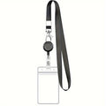 Black Retractable Badge Reel Lobster Clasp Waterproof PVC Card Holder