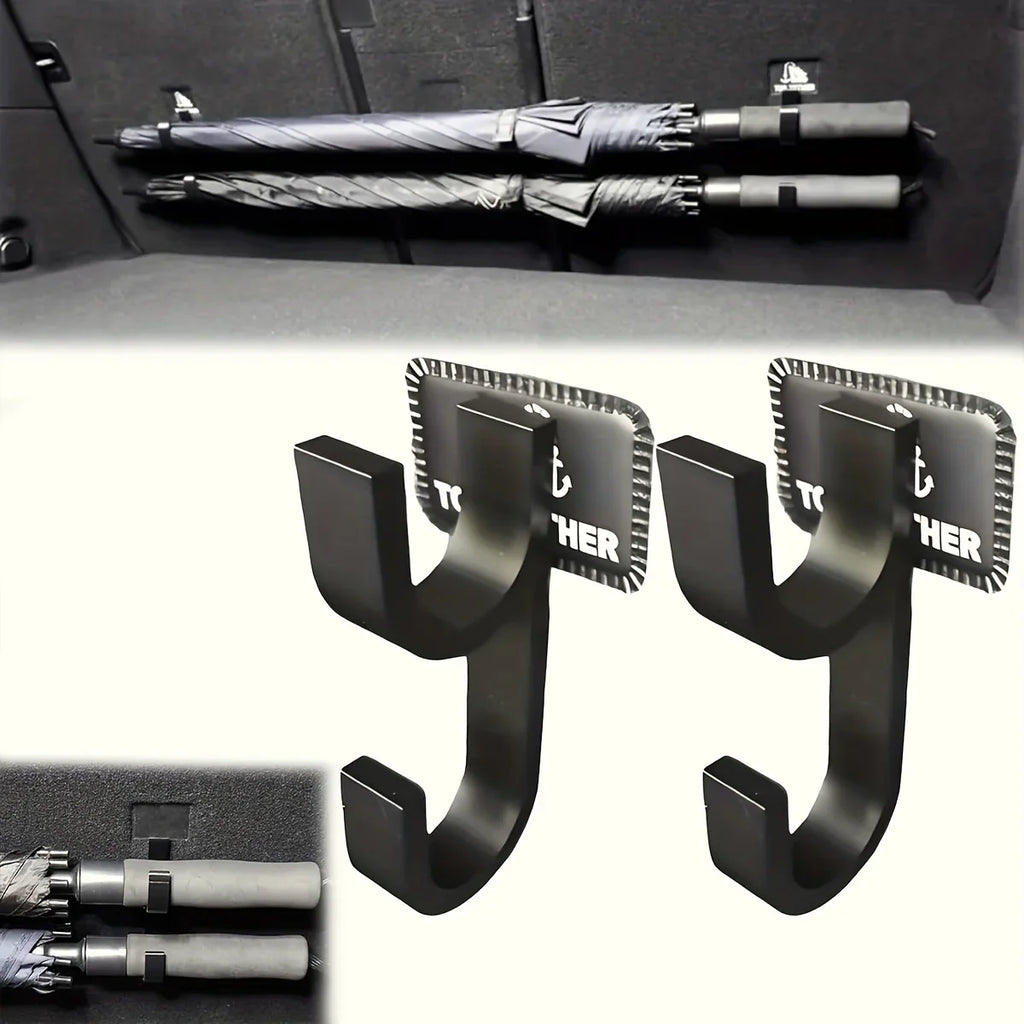 Car Umbrella Hooks – No-Drill Seat Back Trunk Hangers 2-Pack