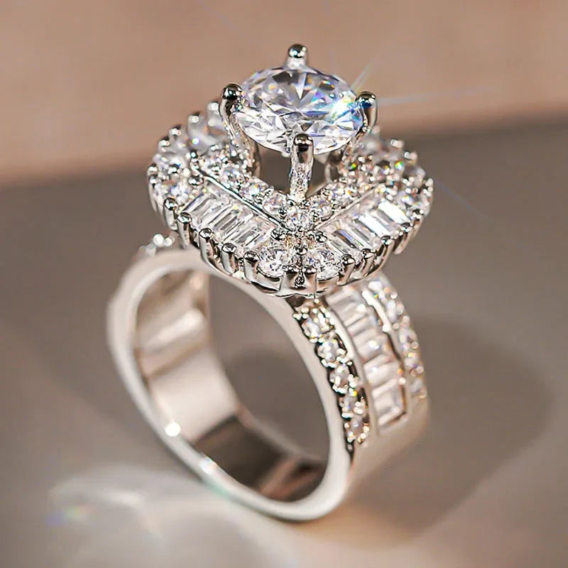 Huitan Cubic Zirconia Cocktail Ring for Women | Party Jewellery