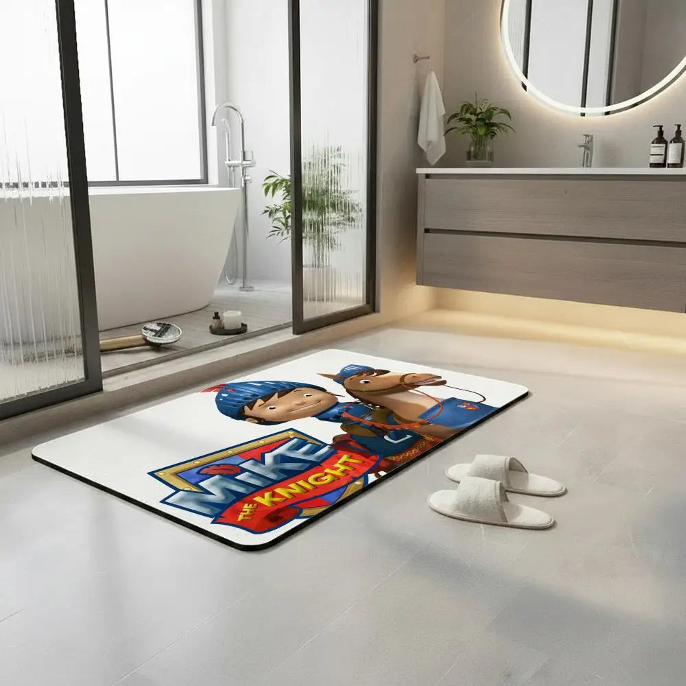 Cartoon Knight Diatomite Bath Mat – Quick Dry & Non-Slip