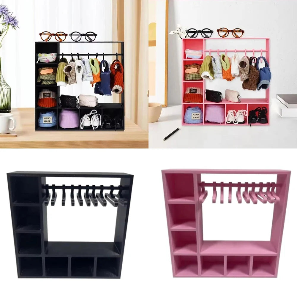 Doll Wardrobe Closet with 10 Hangers – Portable Storage Box