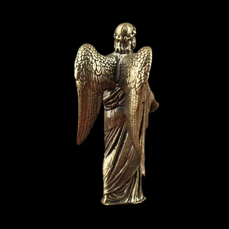 European Guardian Angel Figurine – Brass Wing Statue Home Decor
