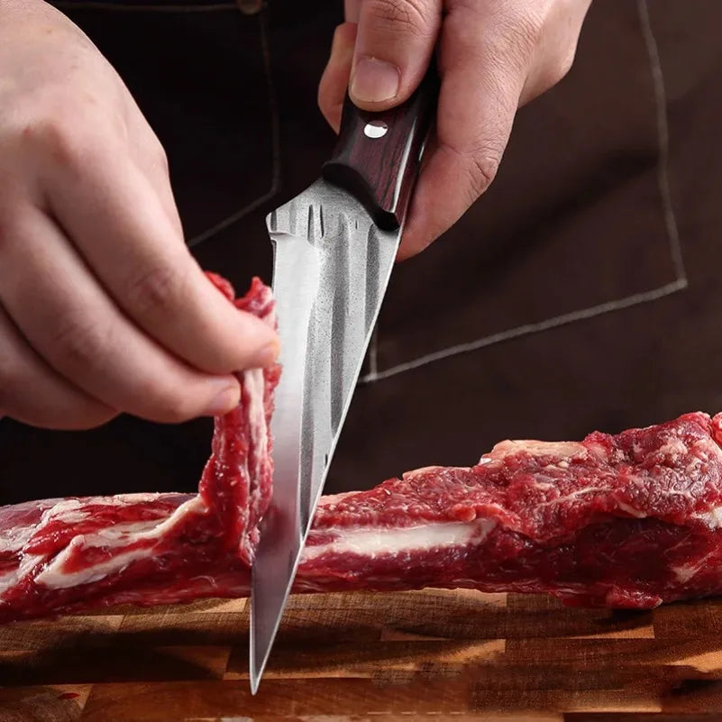Hand-Forged High-Carbon Steel Boning Knife – Wood Handle