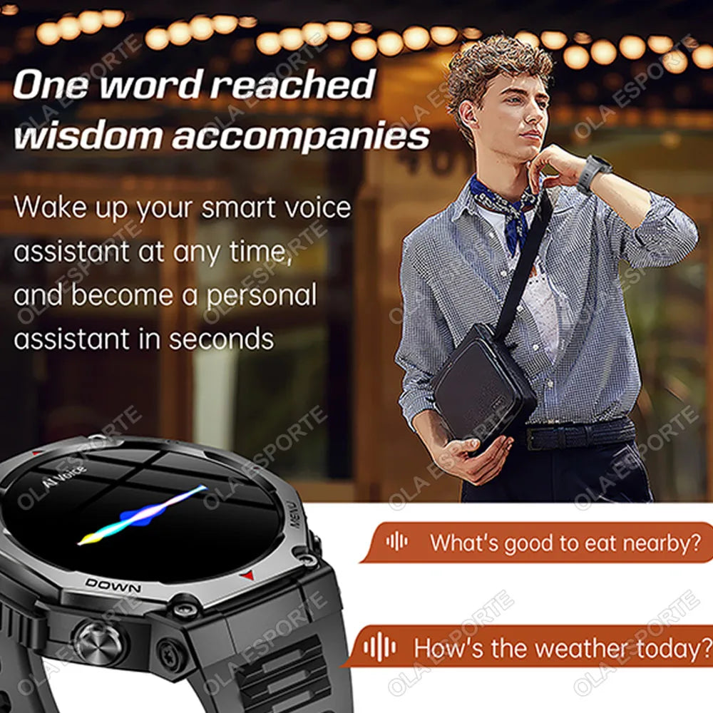 Military-grade Outdoor Sports Smartwatch 520mAh GPS LED Flashlight