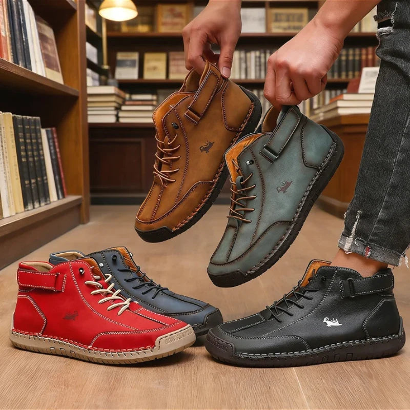 ZULIWAGN Men's Vintage Leather Lace-Up Casual Shoes | Non-Slip