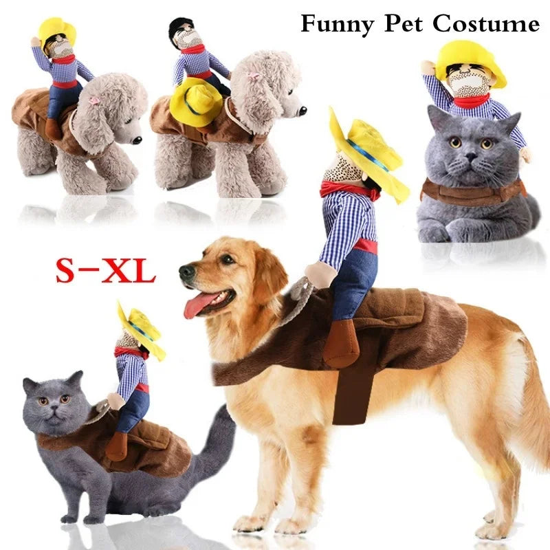 Dog Cowboy Costume with Hat – Halloween & Party Pet Outfit