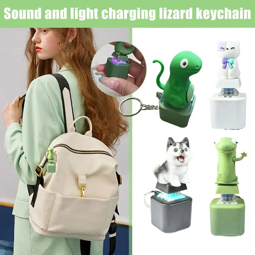 Lizard Fidget Clicker Keychain – Sound & Light, USB Rechargeable