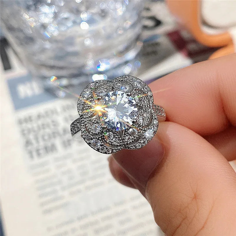 925 Silver CZ Diamond Bridal Ring Set | Women's Wedding Rings