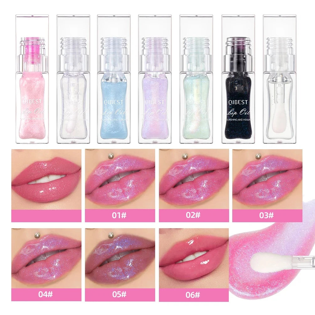 QIBEST Color-Changing Lip Oil – Hydrating Pearlescent Gloss