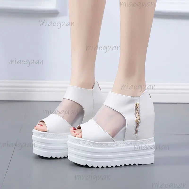 Women's 12CM Wedge Heel Mesh Peep Toe Ankle Boots | Roma Style