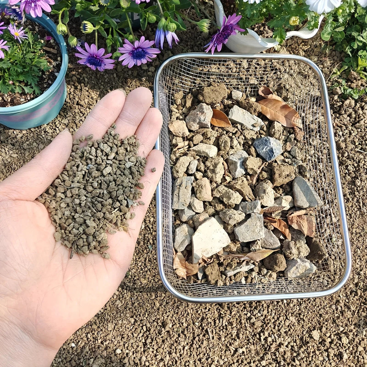 Stainless Steel Soil Sifter Mesh Garden Sieve Rock Sifting Compost