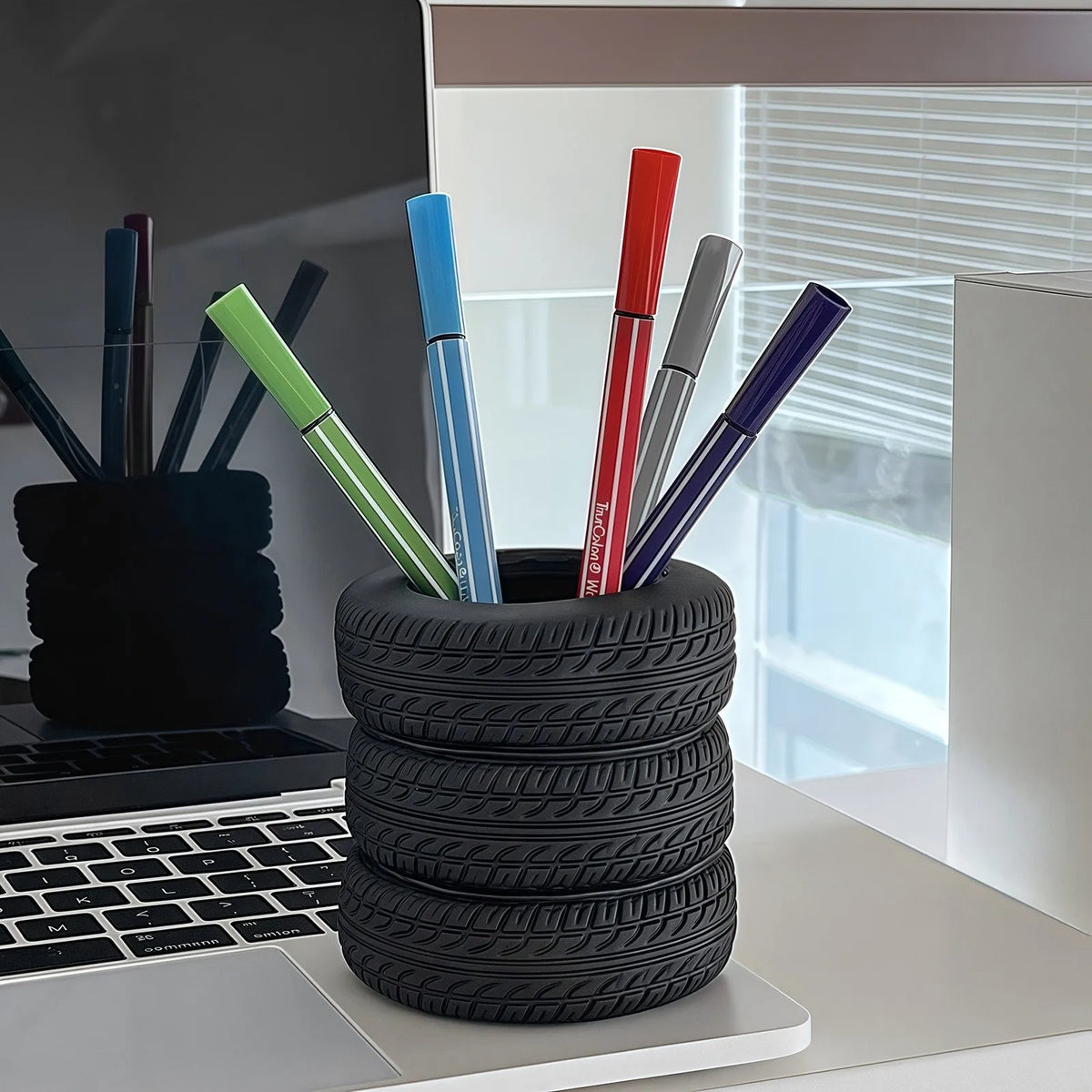 Tire Shaped Pen Holder | Creative Desk Organizer & Decor