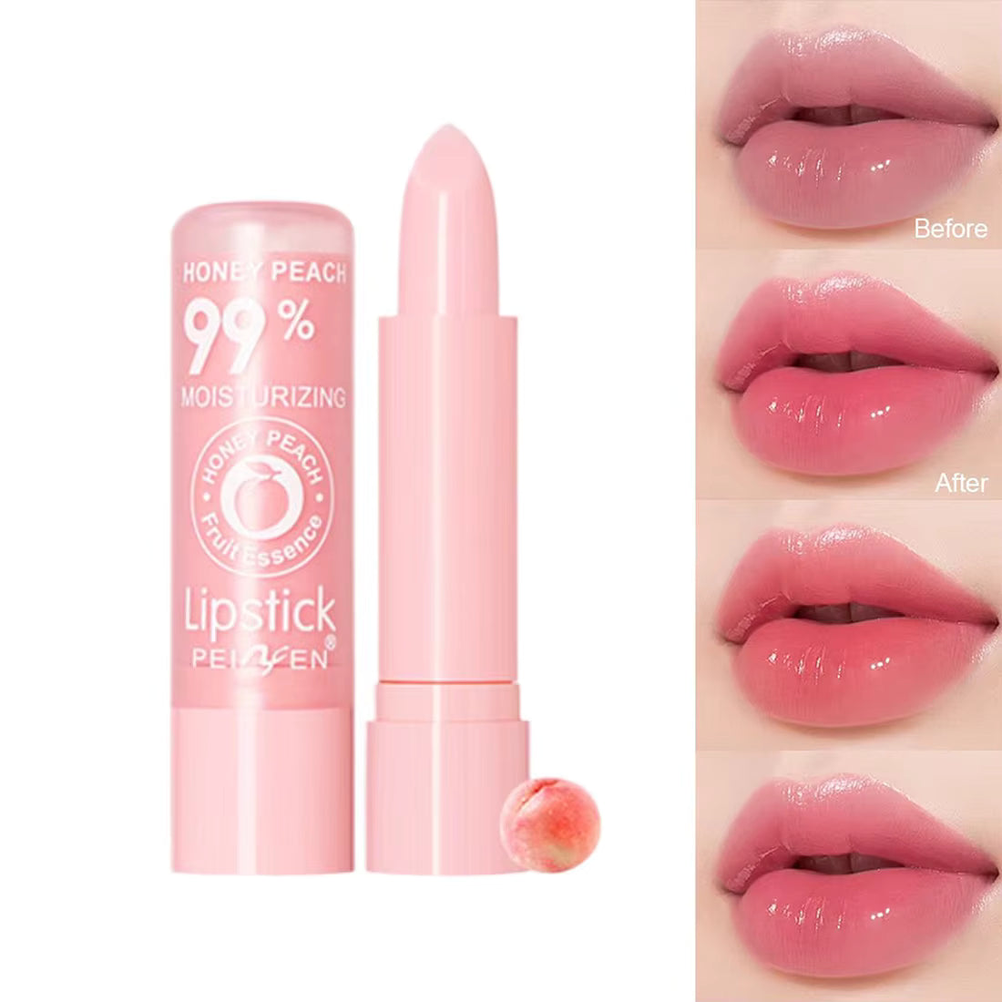 Color Changing Peach Lip Balm – Moisturizing Tinted Gloss