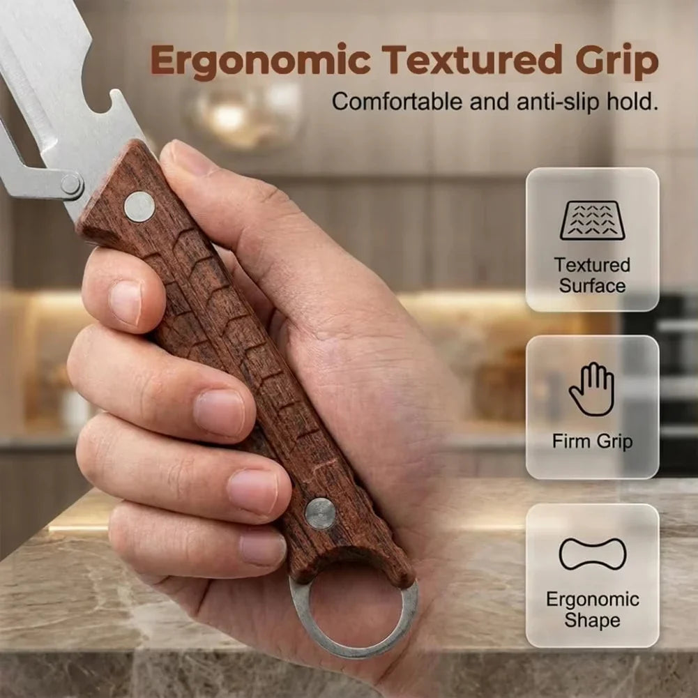 3-in-1 Vegetable Peeler – Stainless Steel with Wooden Handle