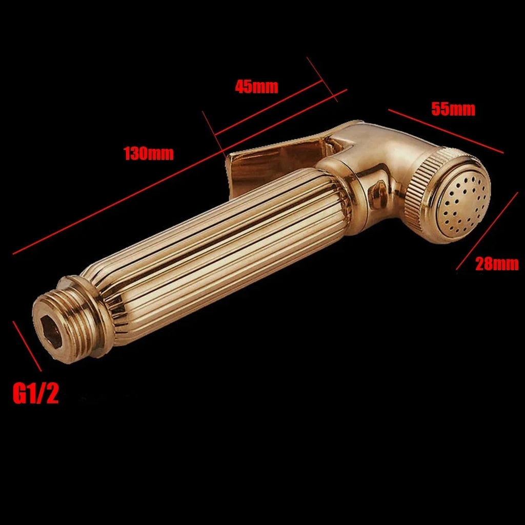 Brass Handheld Bidet Sprayer G1/2 130mm – Gold Toilet Shower Head