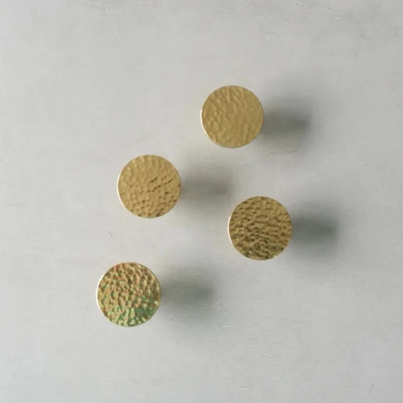 Nordic Solid Brass Cabinet Knobs – Hammered Golden Drawer Pulls