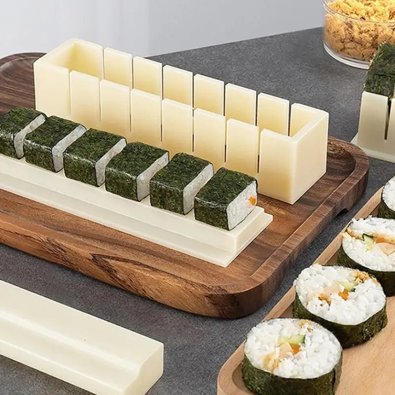 10-Piece Sushi Making Kit with 4 Shape Molds & Sushi Knife