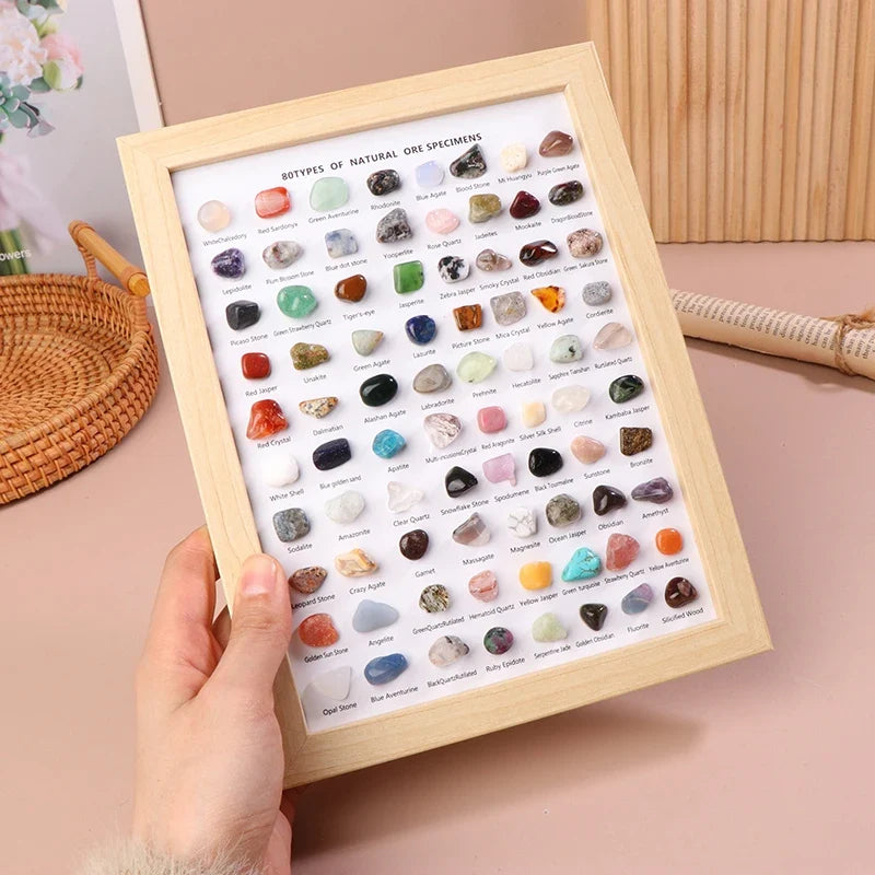 80-Piece Natural Mineral Specimen Collection – Crystal & Agate Set