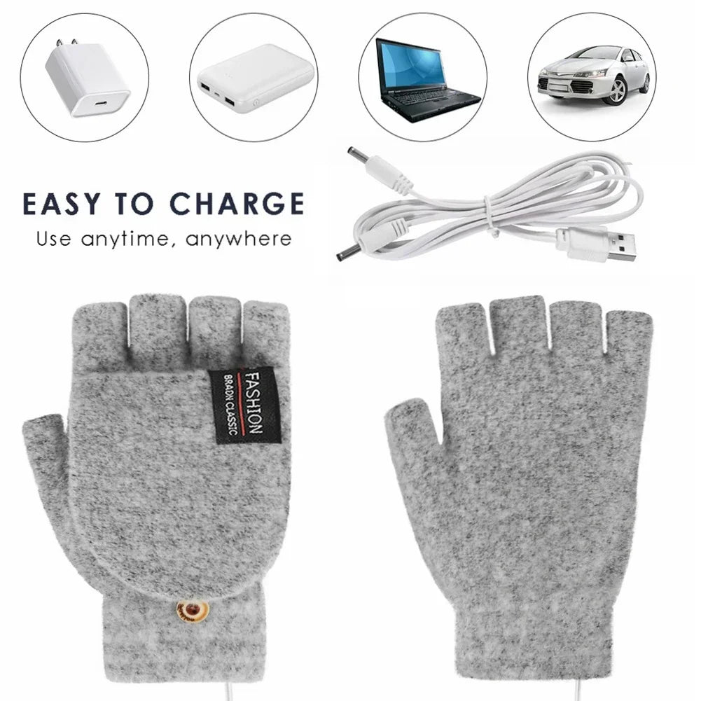 USB Electric Heated Gloves – Convertible Hand Warmer Gloves