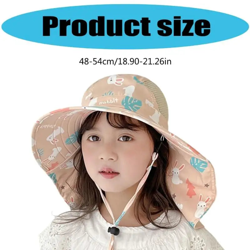 Kids Adjustable Bucket Sun Hat Cartoon Rabbit | 48–54cm Fit