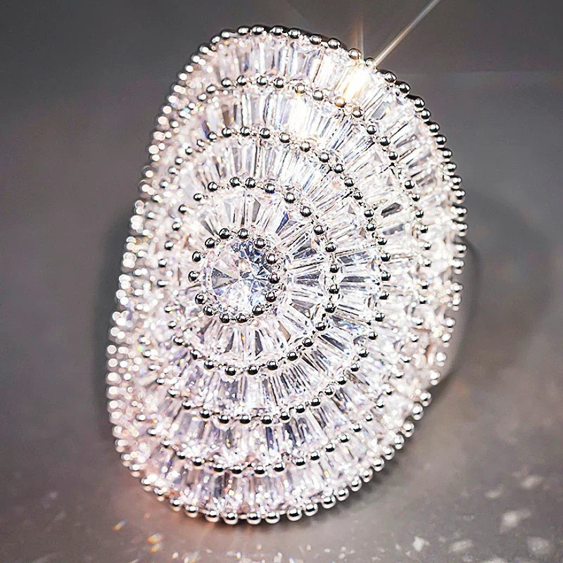 Huitan Oval CZ Crystal Ring – Women's Luxury Wedding Band