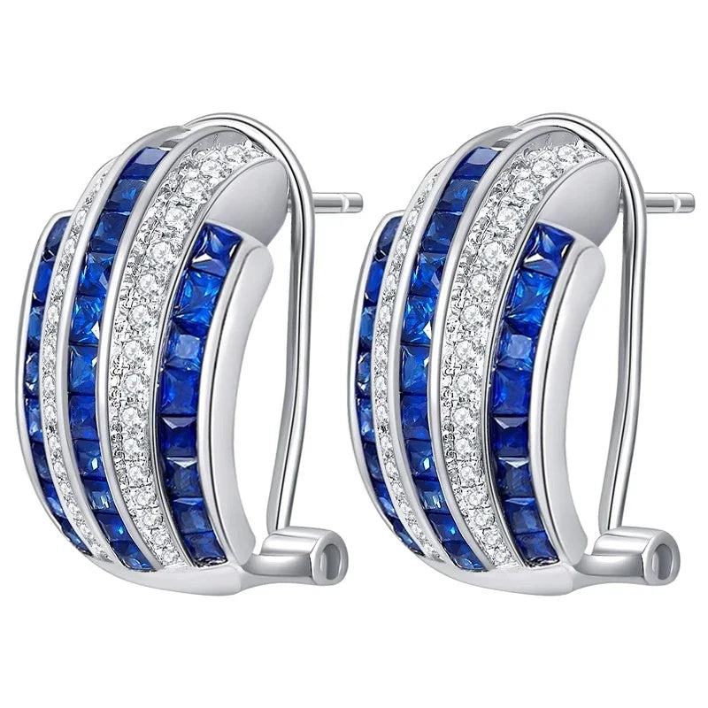 Huitan Cubic Zirconia Hoop Stud Earrings – Elegant Women's Jewelry