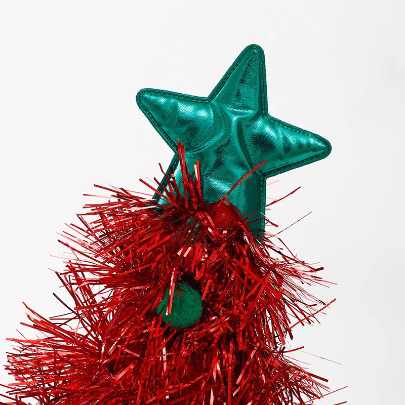 2025 Ins Christmas Tree Hat Creative Xmas Headwear Girls Tinsel