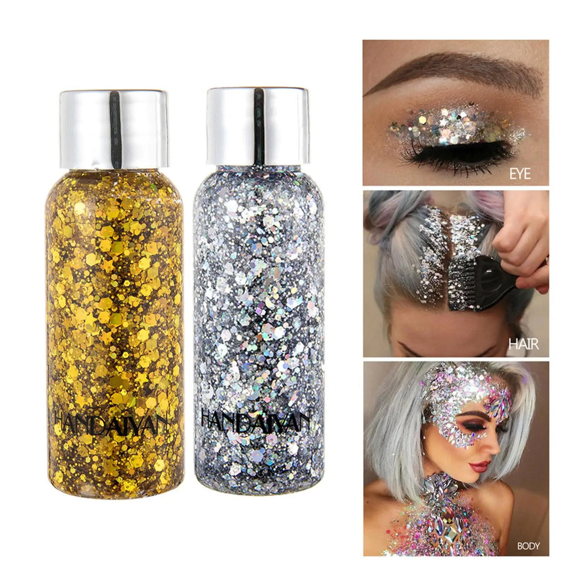 Eelhoe Diamond Glitter Body Gel – Face, Hair & Nails, 9 Colors