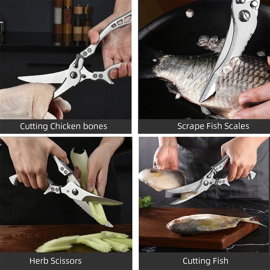 Multifunctional Stainless Steel Kitchen Scissors – Meat & Bone