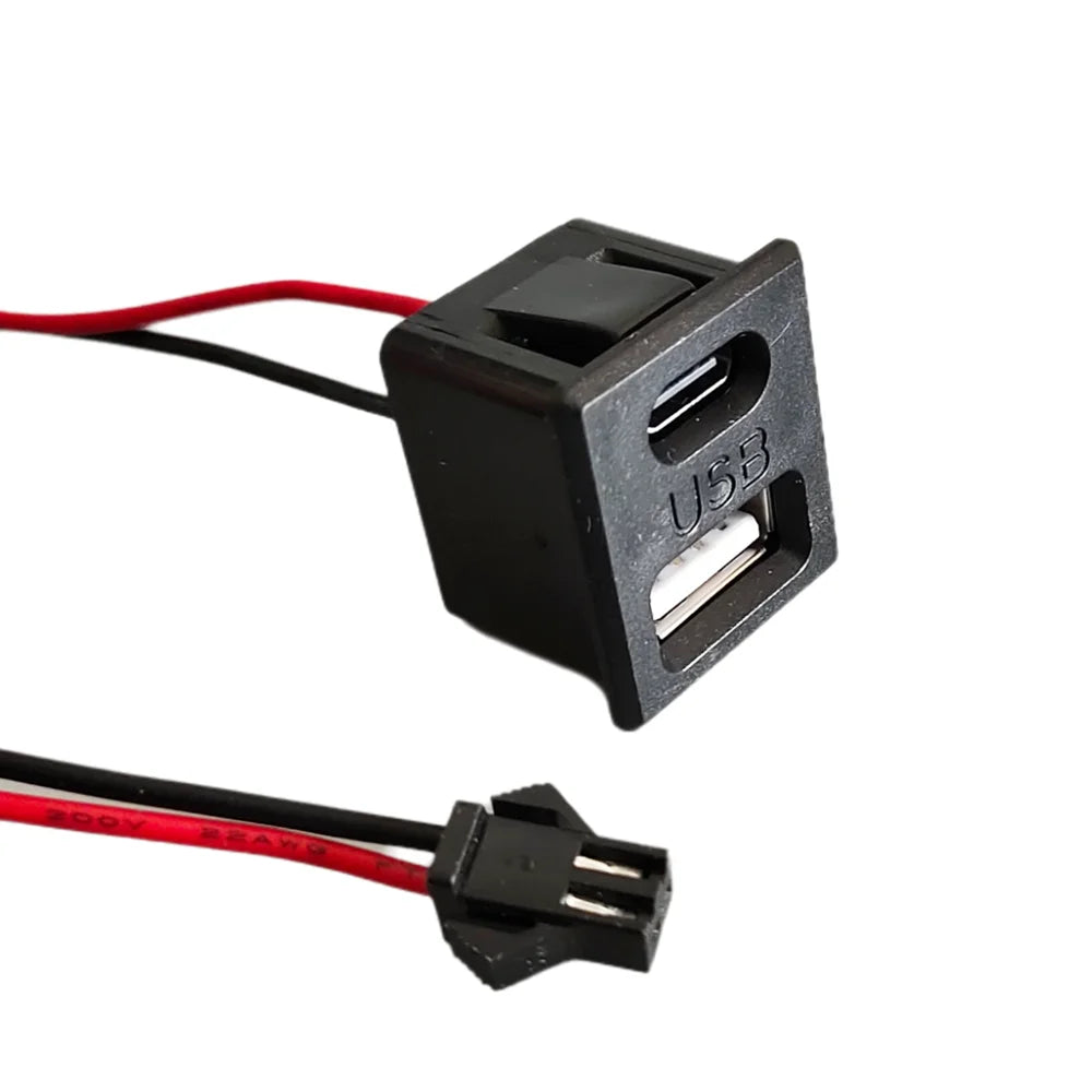 Double Layer USB Socket Type-c Female Lamp Buckle Charging Power JST