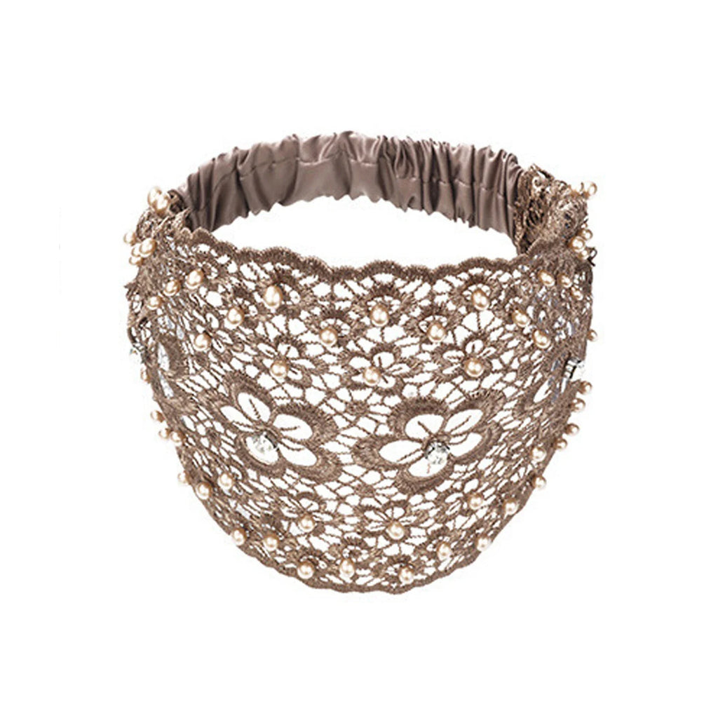 Women's Hollow Floral Rhinestone Pearl Wide Headband | Hair Band
