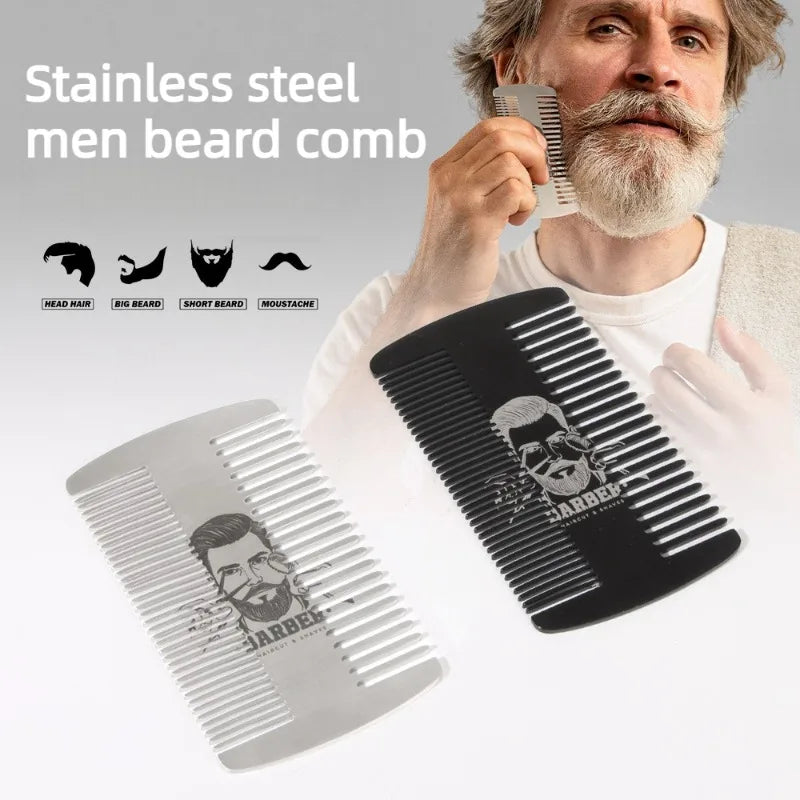 Men's Double-Sided Stainless Steel Beard & Mustache Comb
