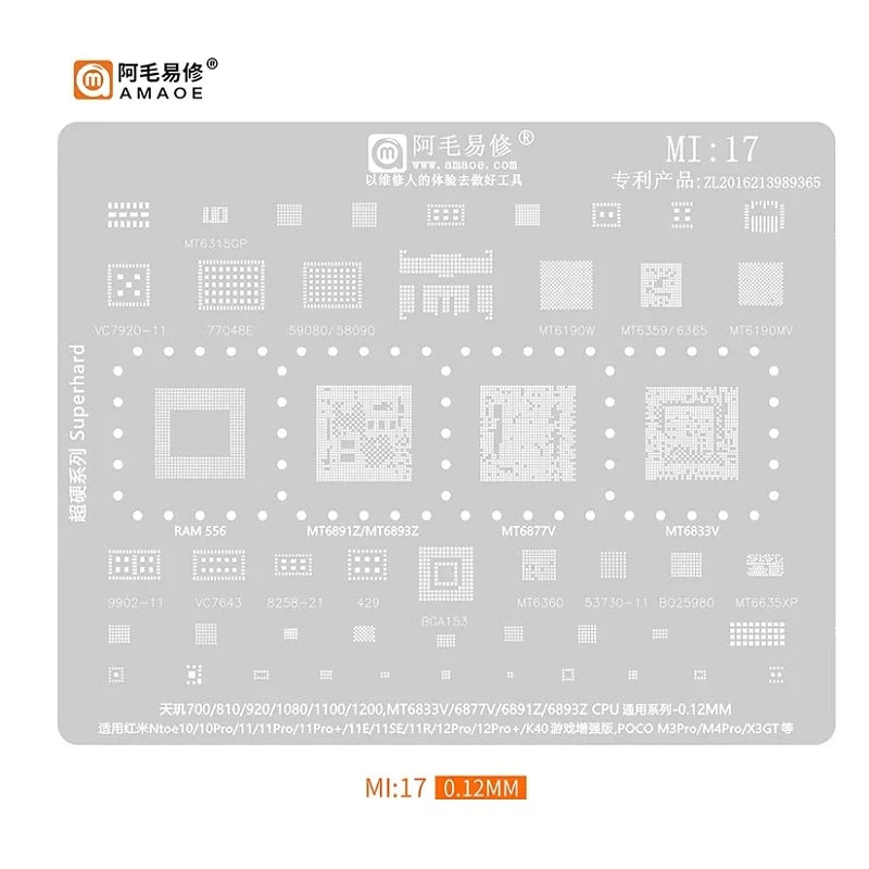 BGA Reballing Stencil MT6891Z MT6893Z MT6877V MT6833V Chips
