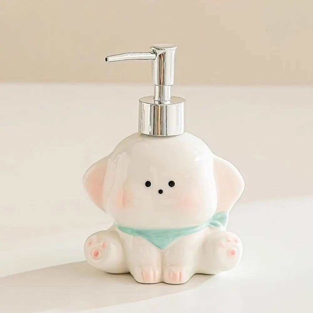 Cute Dog Ceramic Soap Dispenser | Bathroom Pump Bottle