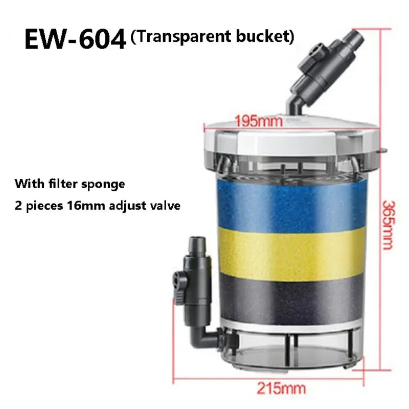 EW-604 External Canister Filter | Pre-Filter & 4 Sponge Cartridges