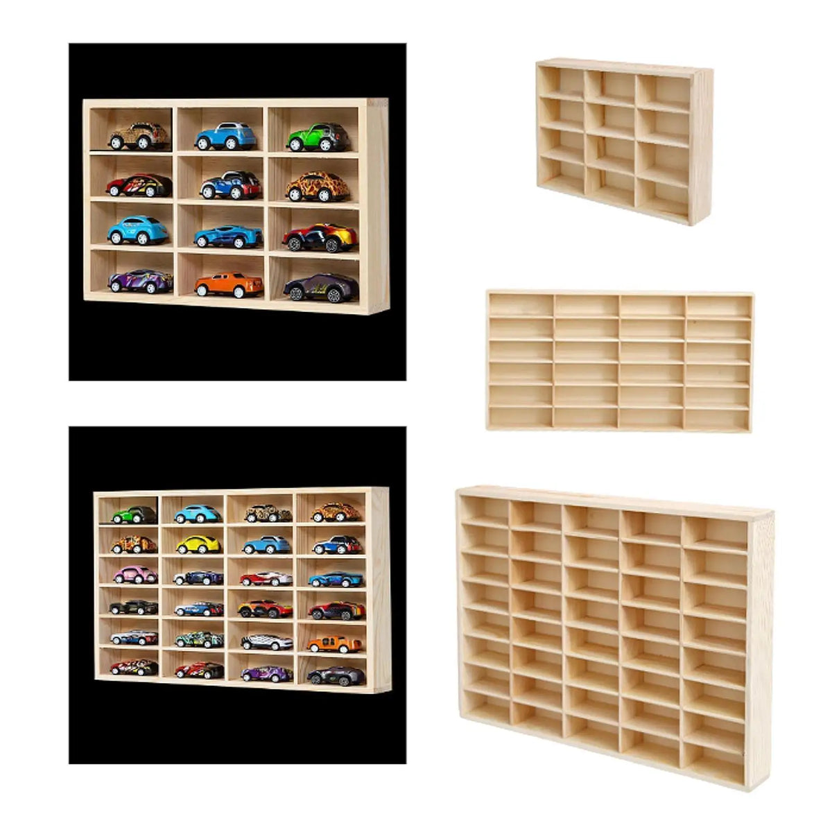 Wooden Storage Divider Box Display Multiuse Organizer Showcase