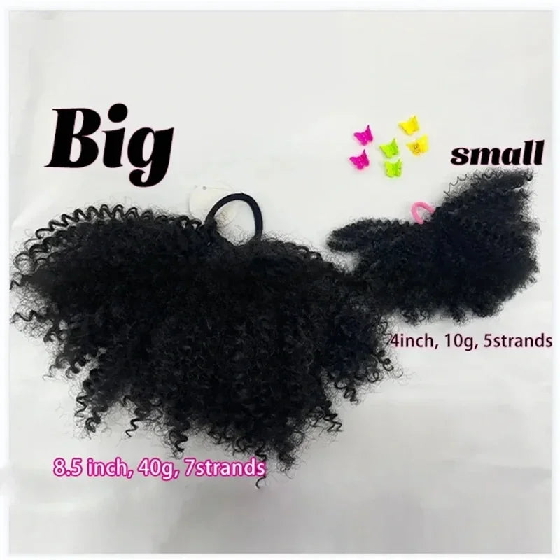 Baby Girls Afro Puff Ponytail Hair Ties – 2 Pack, 4 Inch