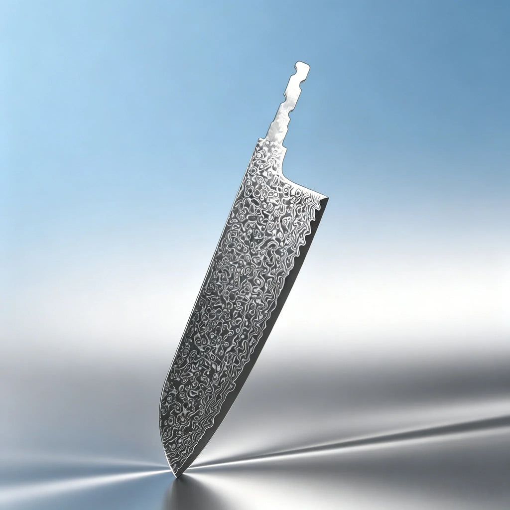 Hand Forged Damascus Steel Blade Blank – DIY Santoku Knife