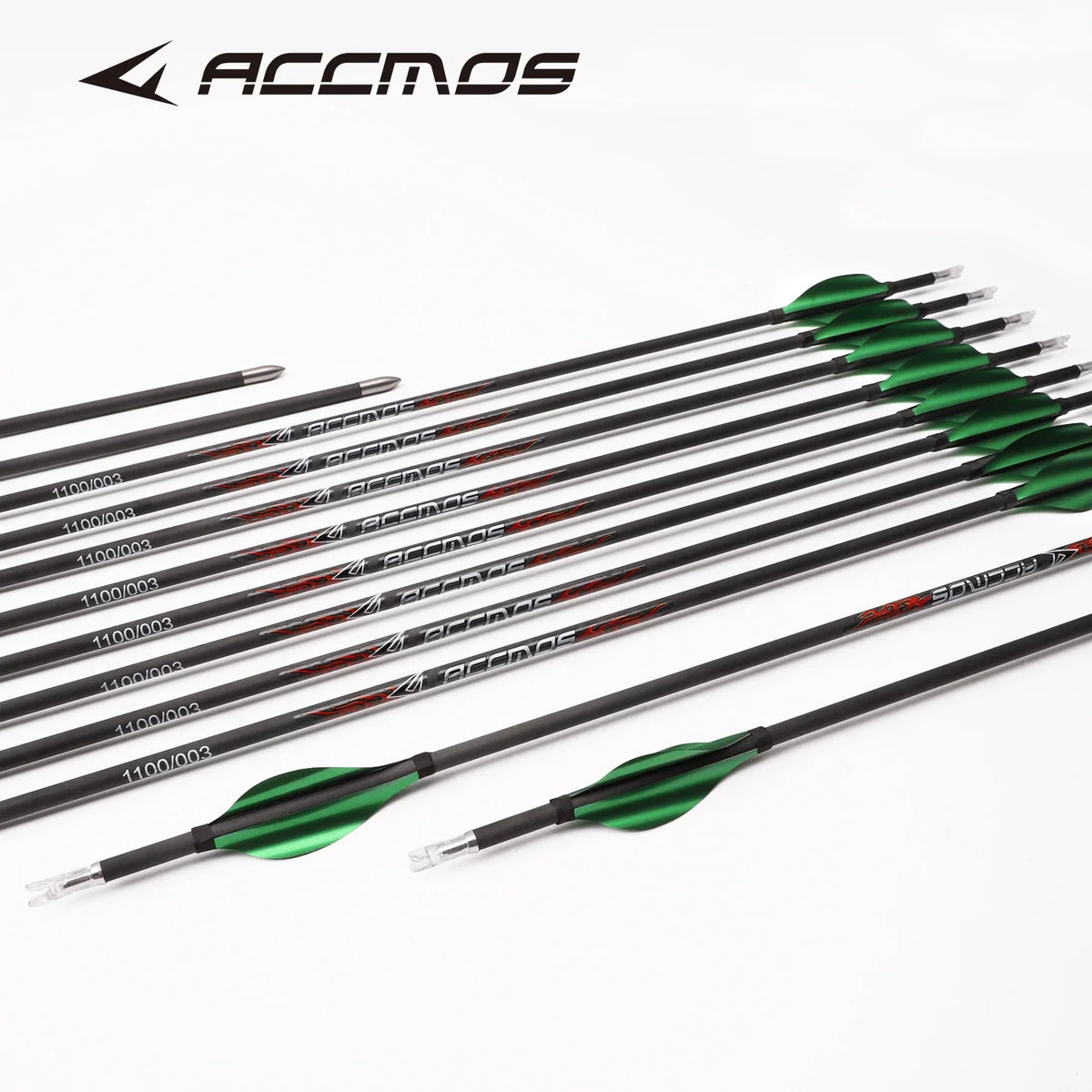 6 ID4 Pure Carbon Arrow Green Spinning Feather Spine 300-1800 Archery