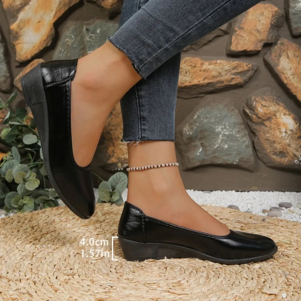 VKJF Women's Wedge Pumps – Pointed Toe Slip-On Casual Heels