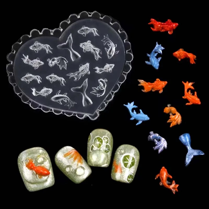 3D Koi Goldfish Nail Silicone Mold – DIY Nail Art Template