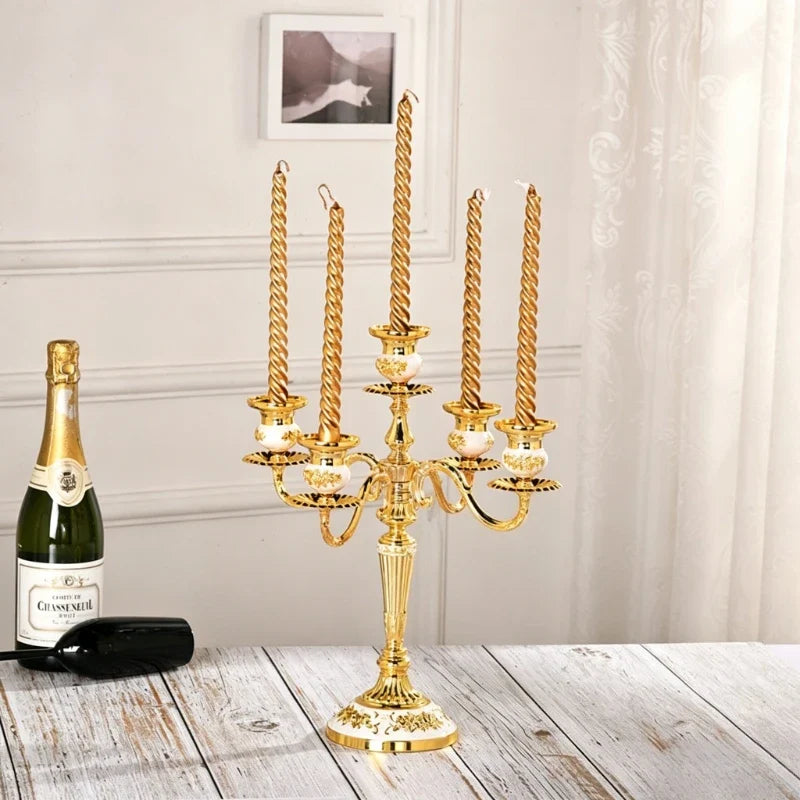 Silver Gold Multi-Arm Metal Candelabra – 3 & 5 Arm Candle Holder