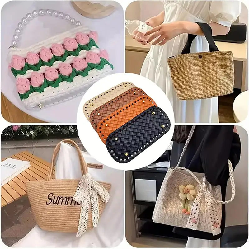 Woven Leather Bag Base 18x8cm | DIY Crochet Purse Bottom