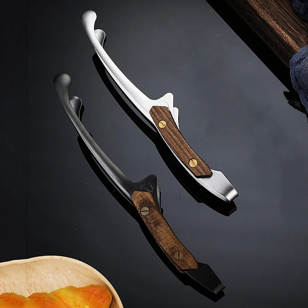 Stainless Steel BBQ Tongs with Wood Handle | Grilling Tongs