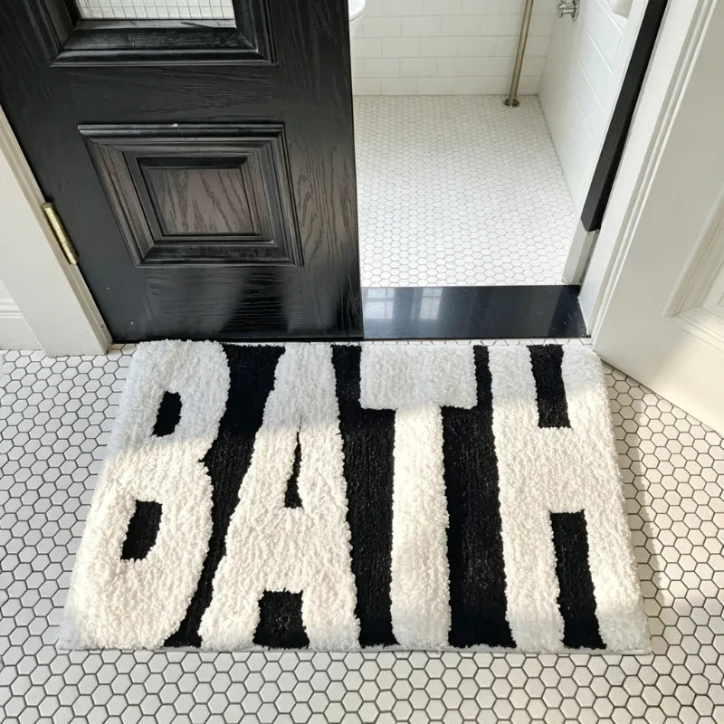 BATH Design Non-slip Mat Ultra Absorbent Polyester Bathroom Rug Black
