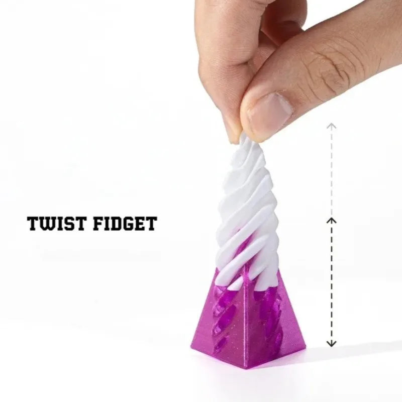 3D Printed Helix Screw Rotating Toys Stress Reducing Tool Pyramid