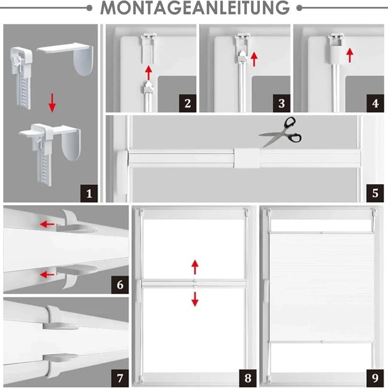 No-Drill Pleated Window Blind Klemmfix Folding Roller Shade