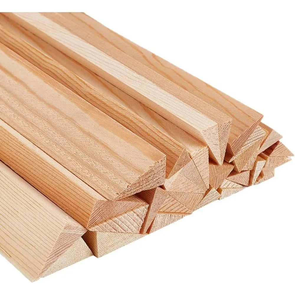 34 Pcs Unfinished Triangle Wood Dowel Rods – 5 Sizes, 7.9 In
