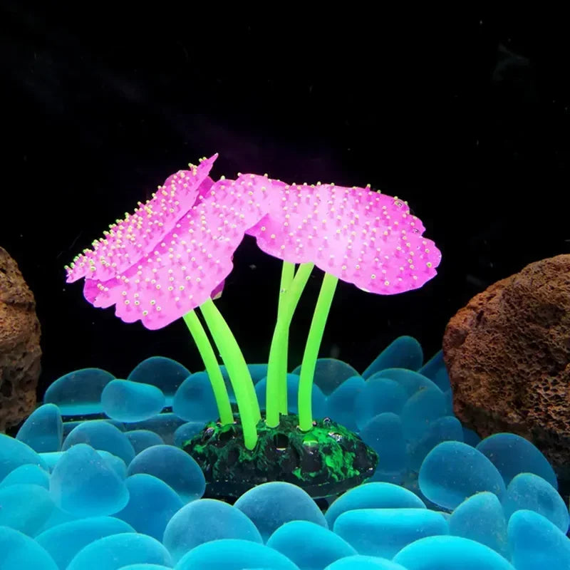 Glowing Artificial Anemone Aquarium Decoration | Silicone Plant