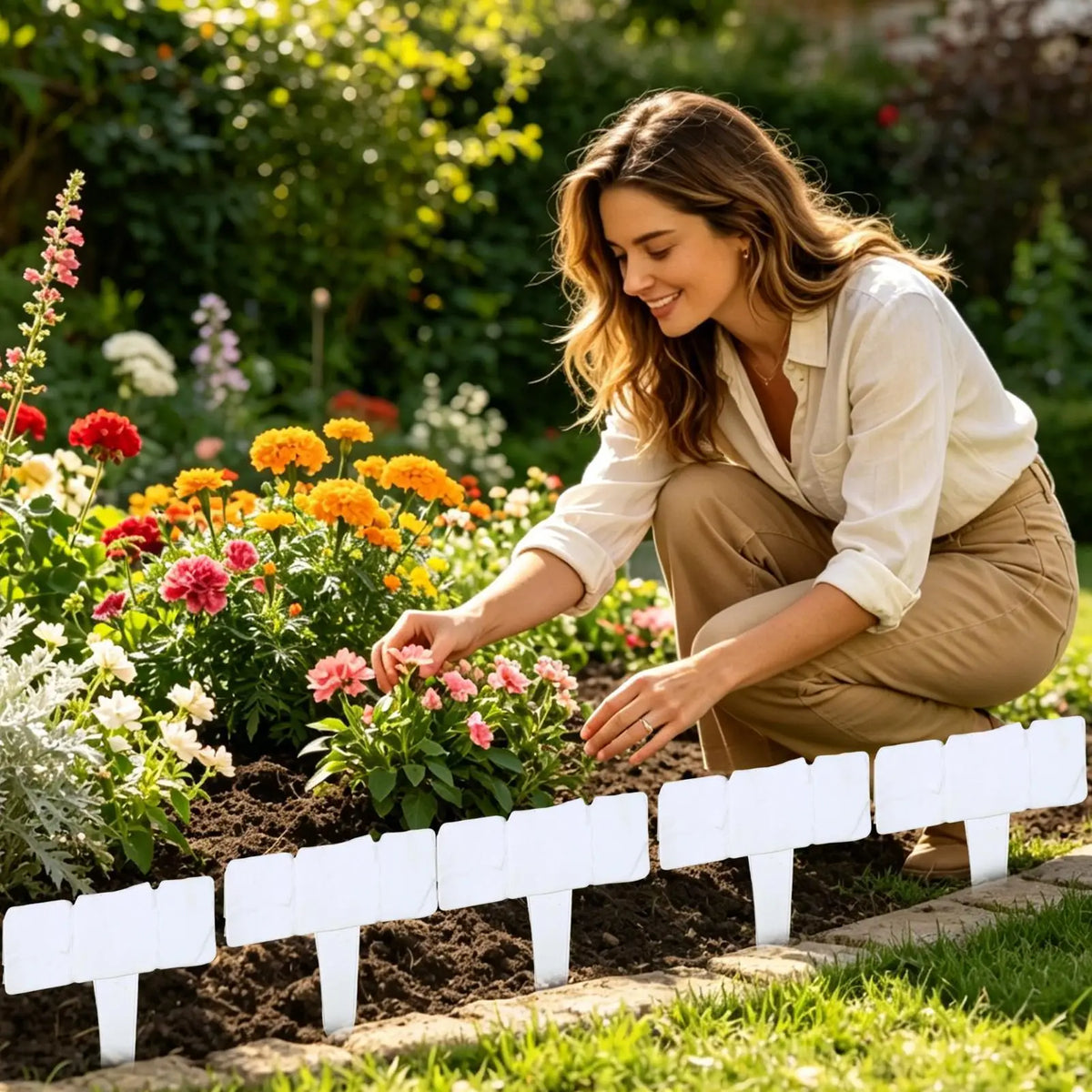 10-Piece Artificial Stone Block Garden Edging | Weatherproof